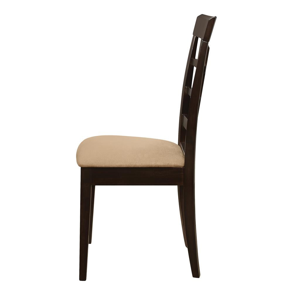 Gabriel Cappuccino and Tan Lattice Back Side Chairs, Set of 2 from Coaster - Luna Furniture