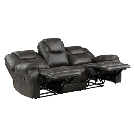 Gainesville Chocolate Microfiber Double Reclining Sofa from Homelegance - Luna Furniture