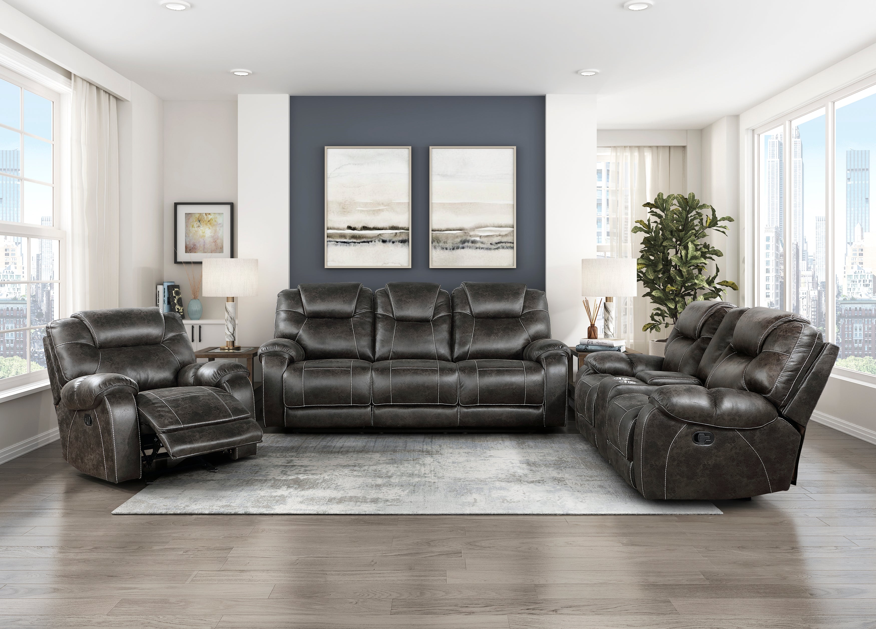 Homelegance Gainesville Chocolate Microfiber Double Reclining