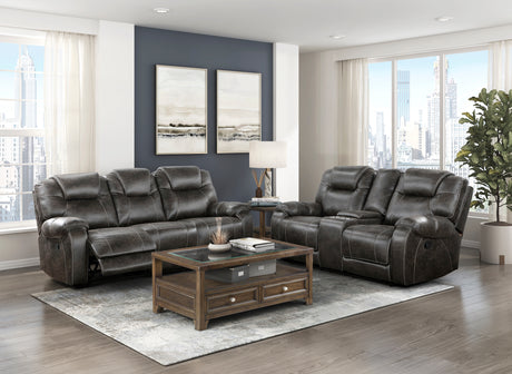Gainesville Chocolate Microfiber Double Reclining Sofa from Homelegance - Luna Furniture