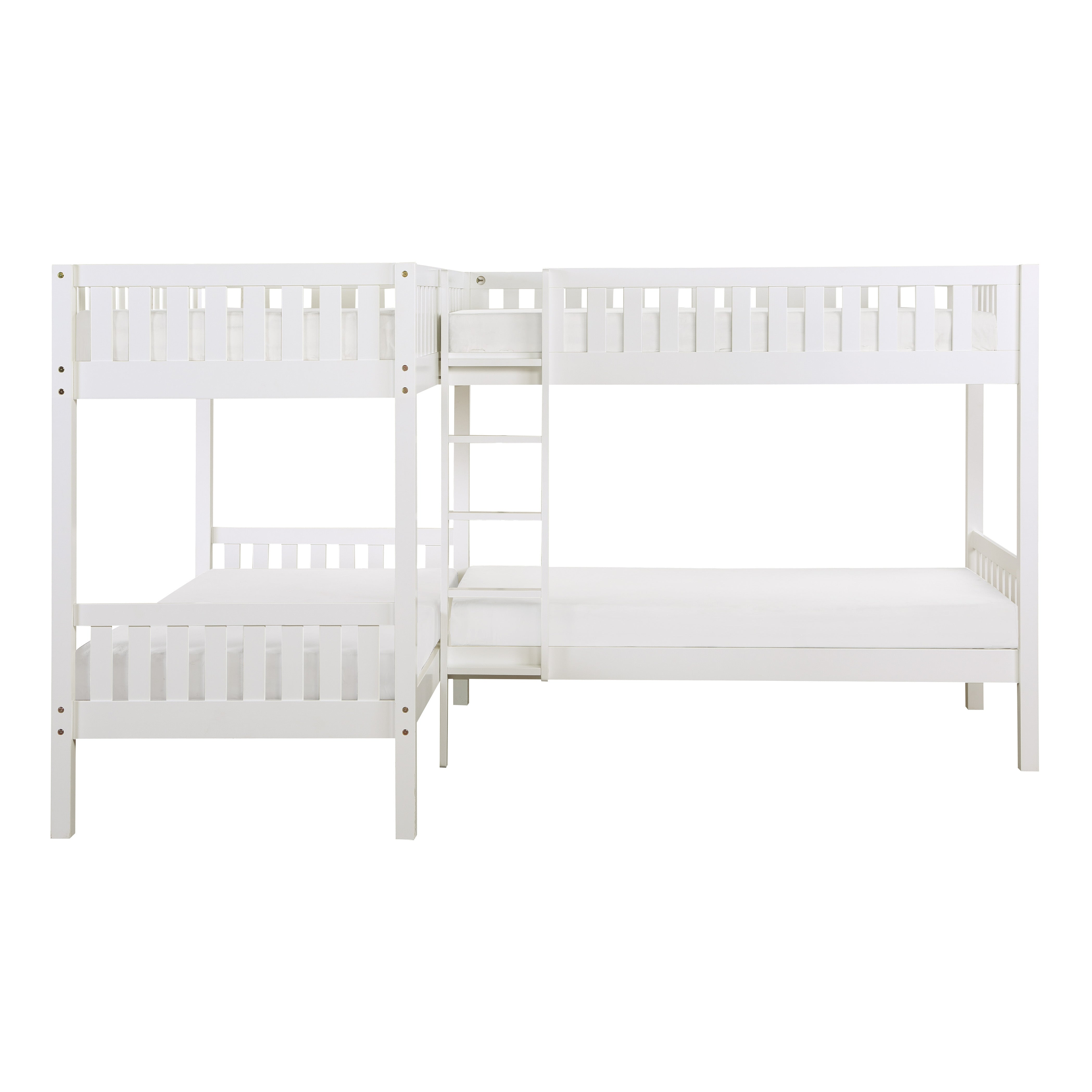 Galen White Corner Bunk Bed from Homelegance - Luna Furniture