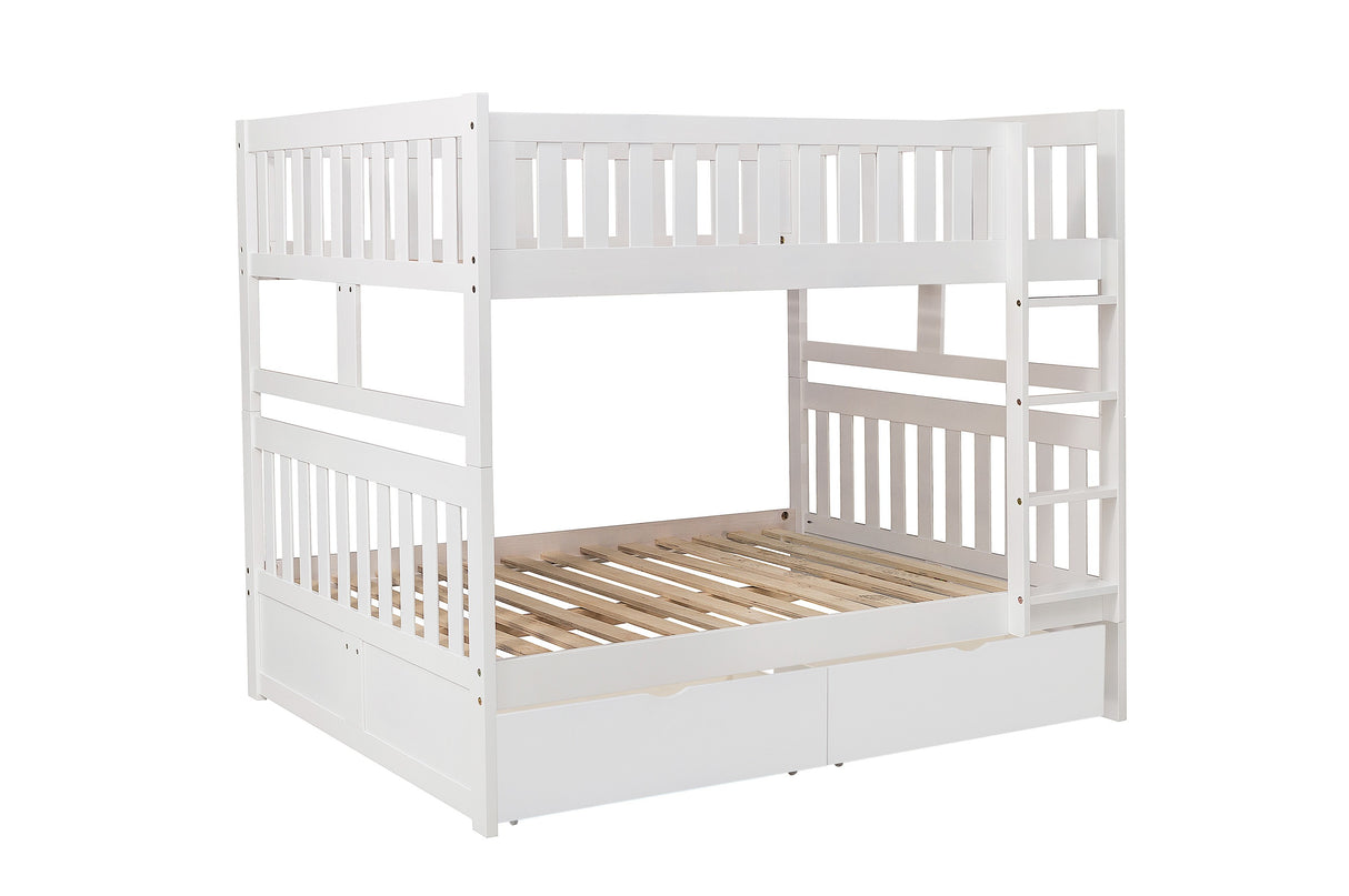 Galen White Full/Full Bunk Bed with Storage Boxes from Homelegance - Luna Furniture