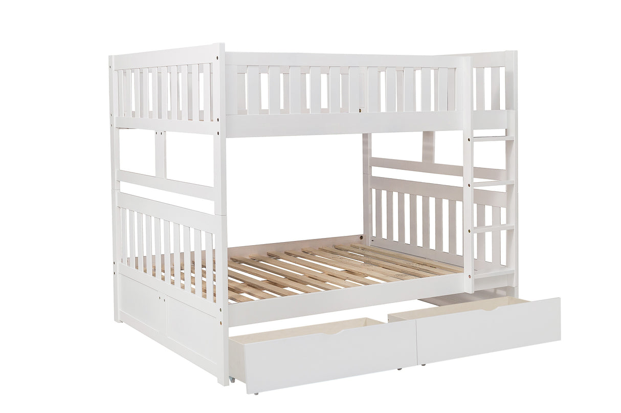 Galen White Full/Full Bunk Bed with Storage Boxes from Homelegance - Luna Furniture
