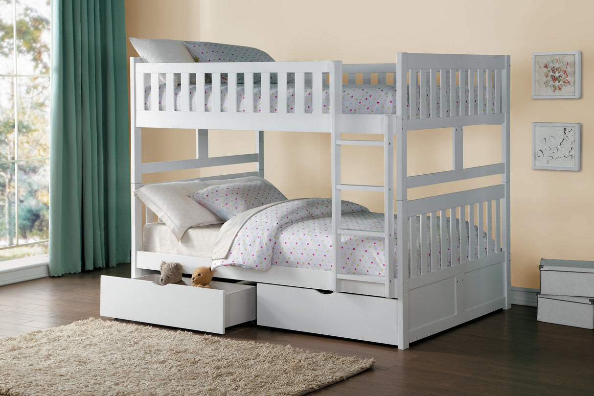 Galen White Full/Full Bunk Bed with Storage Boxes from Homelegance - Luna Furniture