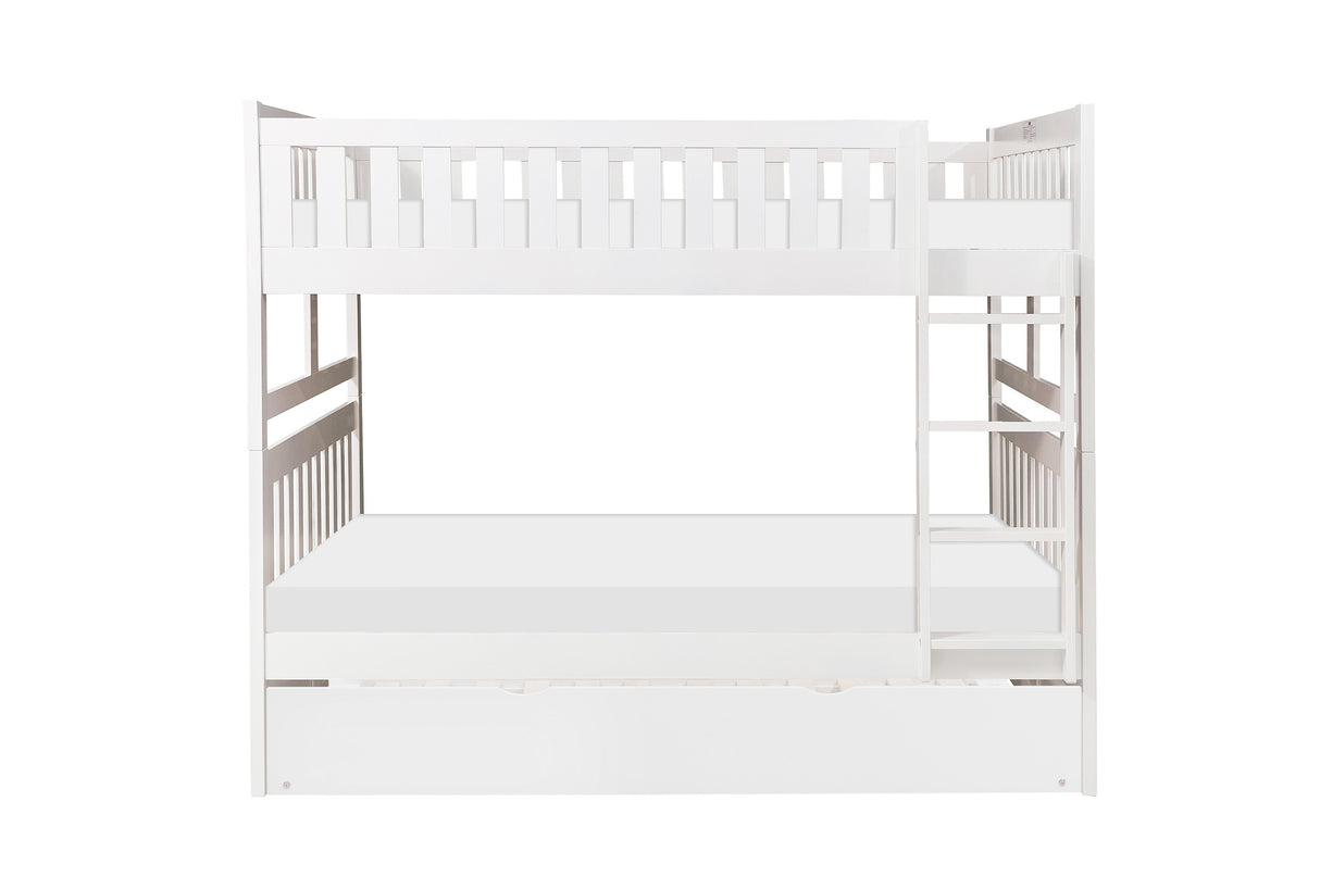 Galen White Full/Full Bunk Bed with Twin Trundle from Homelegance - Luna Furniture