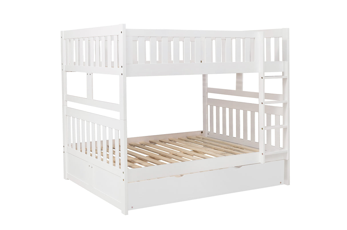 Galen White Full/Full Bunk Bed with Twin Trundle from Homelegance - Luna Furniture