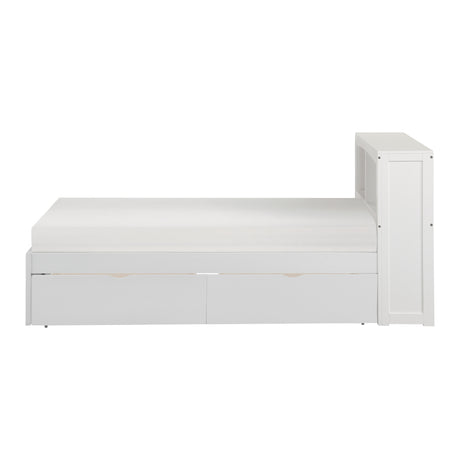 Galen White Twin Bookcase Bed with Storage Boxes from Homelegance - Luna Furniture