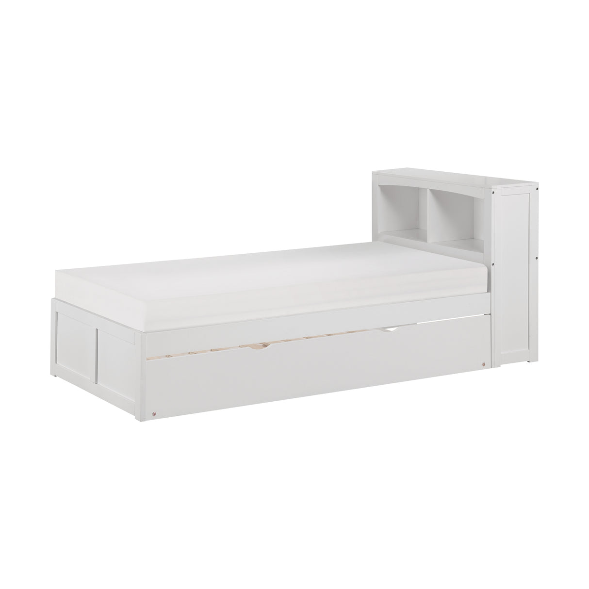 Galen White Twin Bookcase Bed with Twin Trundle from Homelegance - Luna Furniture