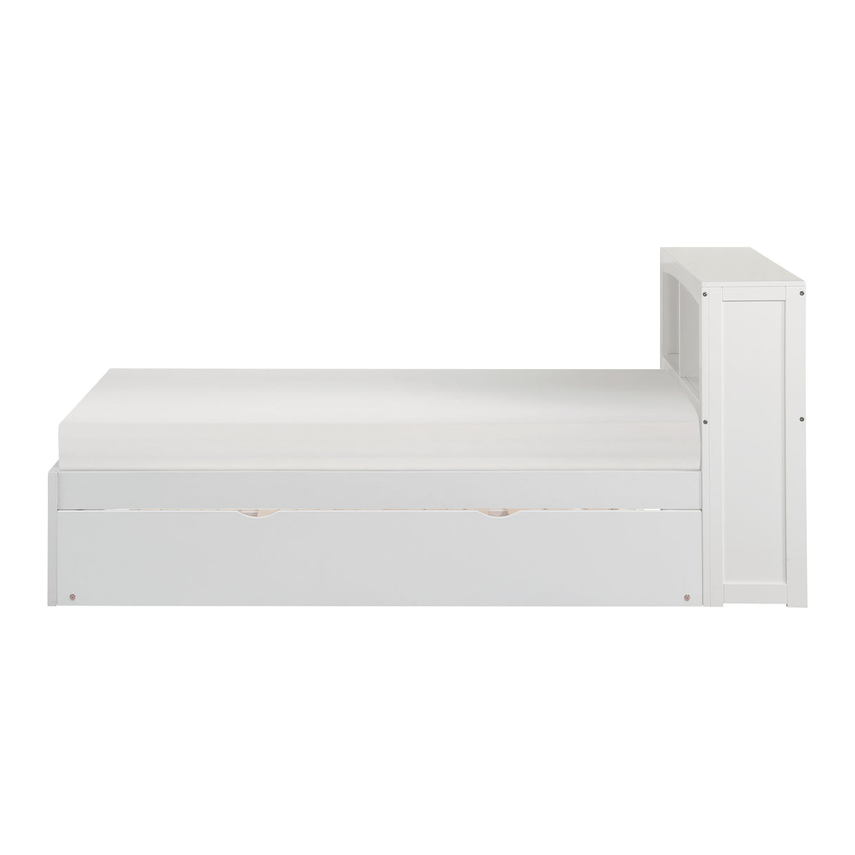 Galen White Twin Bookcase Bed with Twin Trundle from Homelegance - Luna Furniture