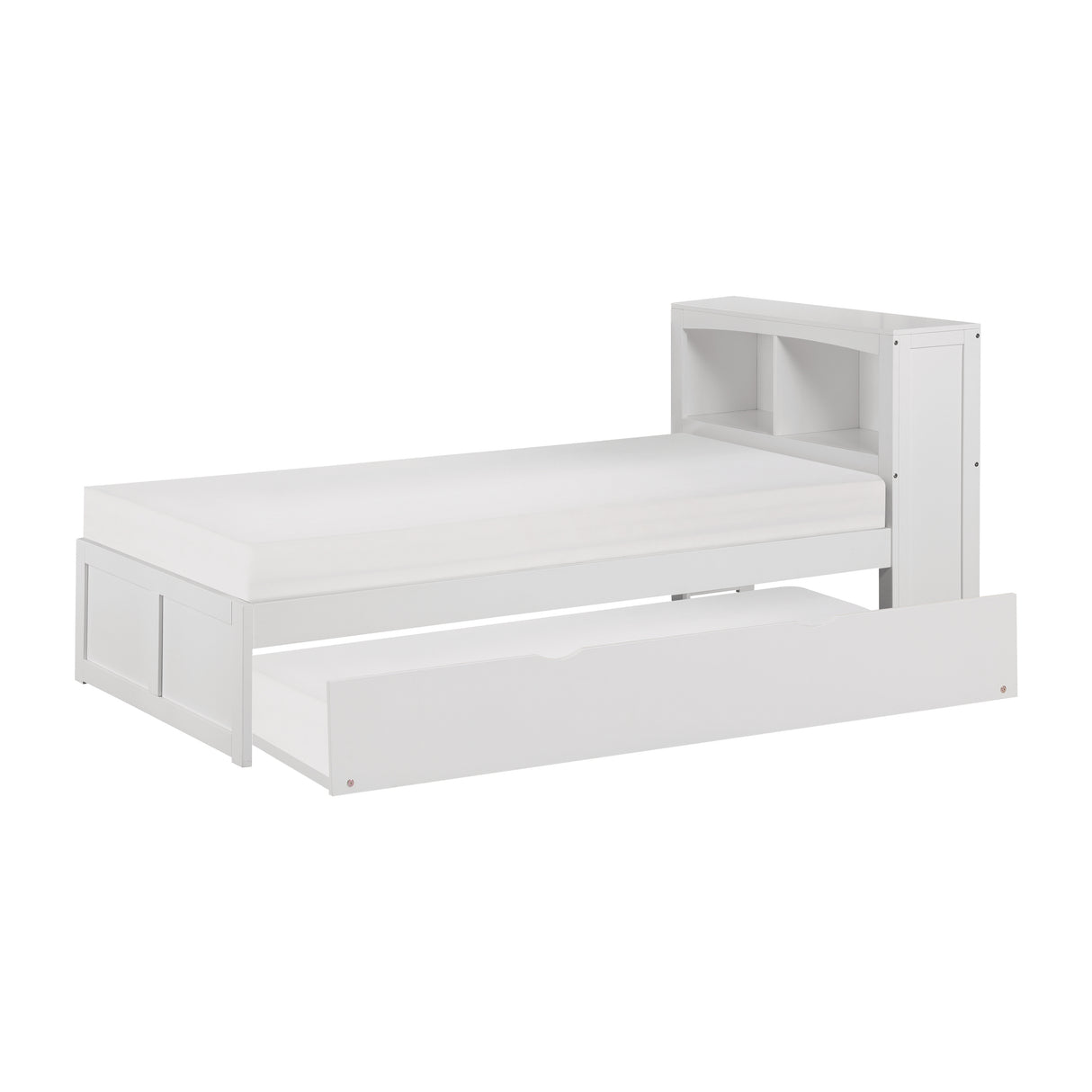 Galen White Twin Bookcase Bed with Twin Trundle from Homelegance - Luna Furniture