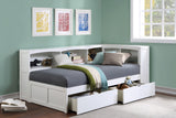 Galen White Twin Bookcase Corner Bed with Storage Boxes from Homelegance - Luna Furniture