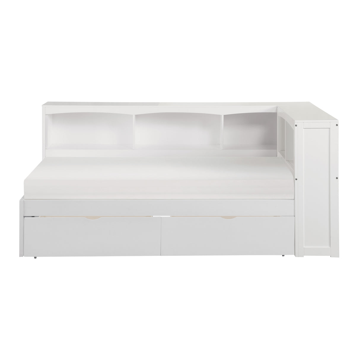 Galen White Twin Bookcase Corner Bed with Storage Boxes from Homelegance - Luna Furniture