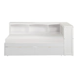 Galen White Twin Bookcase Corner Bed with Storage Boxes from Homelegance - Luna Furniture