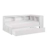 Galen White Twin Bookcase Corner Bed with Twin Trundle from Homelegance - Luna Furniture