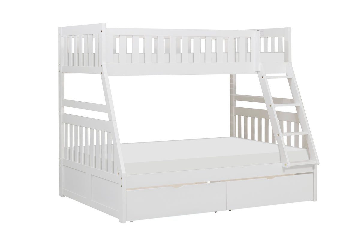 Galen White Twin/Full Bunk Bed with Storage Boxes from Homelegance - Luna Furniture