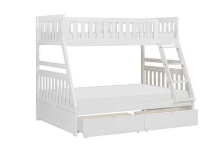 Galen White Twin/Full Bunk Bed with Storage Boxes from Homelegance - Luna Furniture