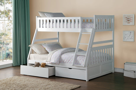 Galen White Twin/Full Bunk Bed with Storage Boxes from Homelegance - Luna Furniture