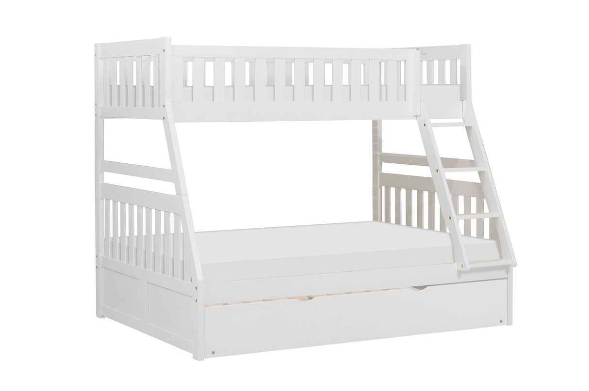 Galen White Twin/Full Bunk Bed with Twin Trundle from Homelegance - Luna Furniture