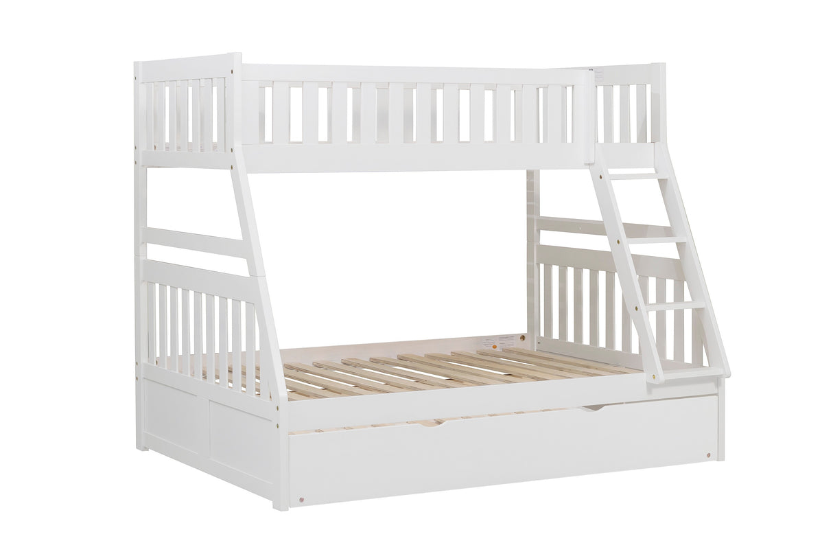 Galen White Twin/Full Bunk Bed with Twin Trundle from Homelegance - Luna Furniture