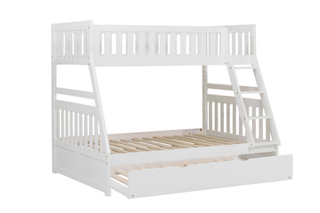 Galen White Twin/Full Bunk Bed with Twin Trundle from Homelegance - Luna Furniture