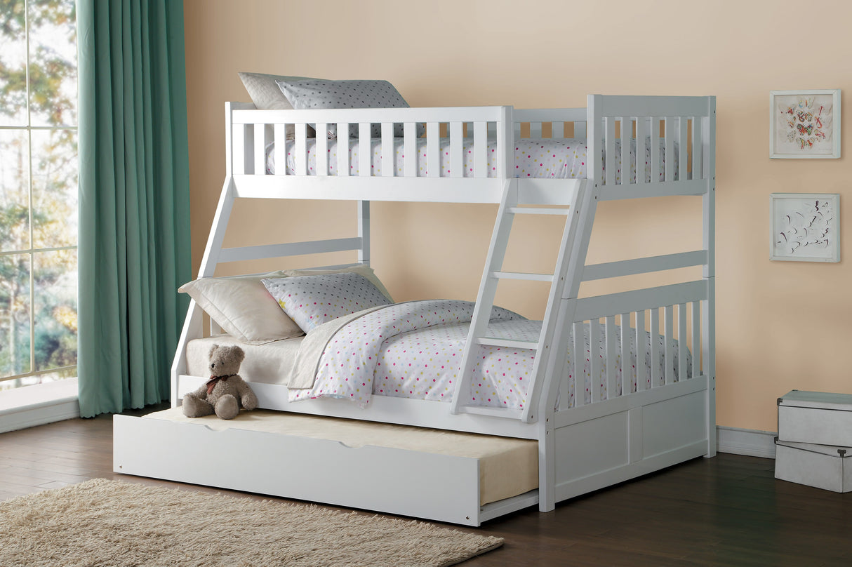 Galen White Twin/Full Bunk Bed with Twin Trundle from Homelegance - Luna Furniture