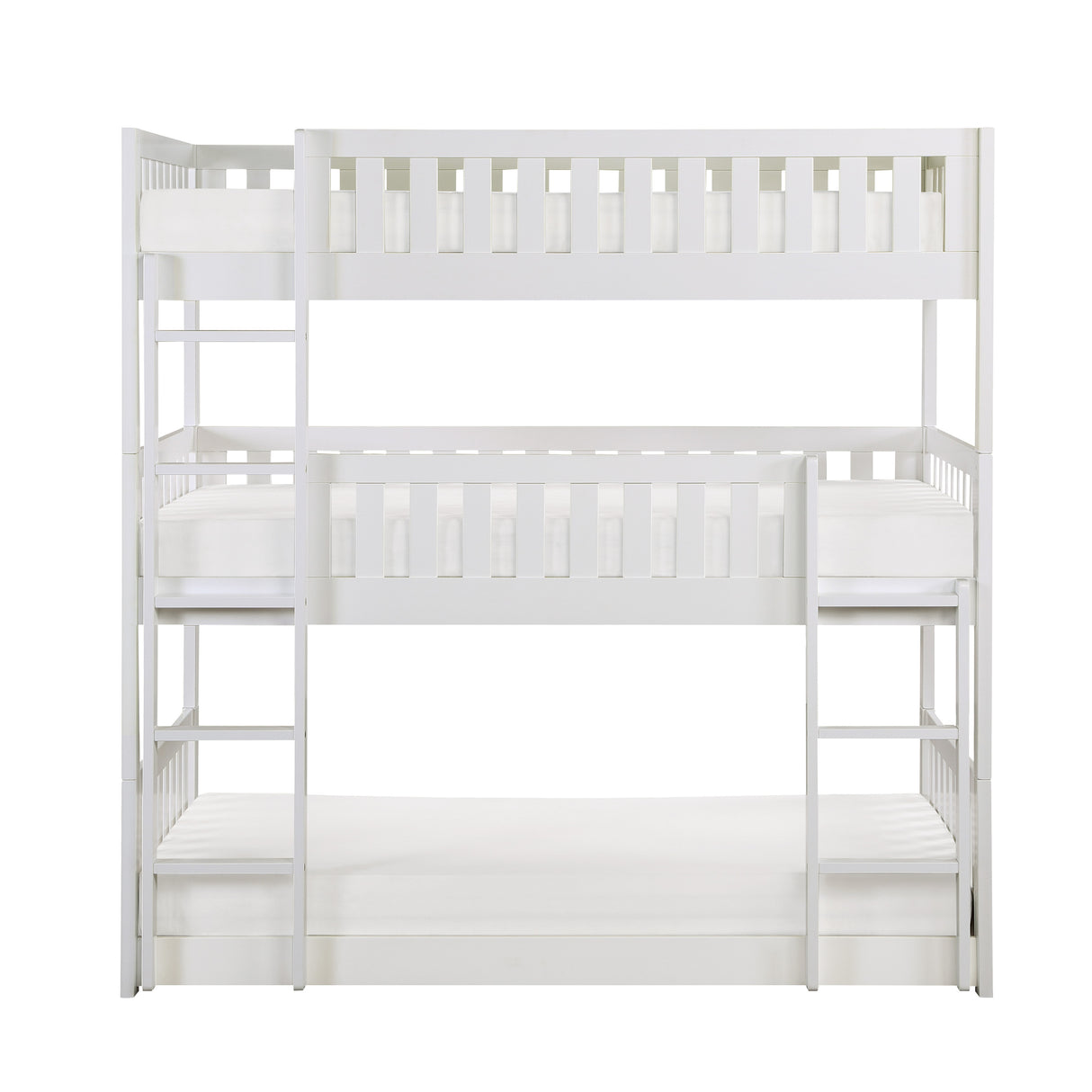 Galen White Twin Triple Bunk Bed from Homelegance - Luna Furniture
