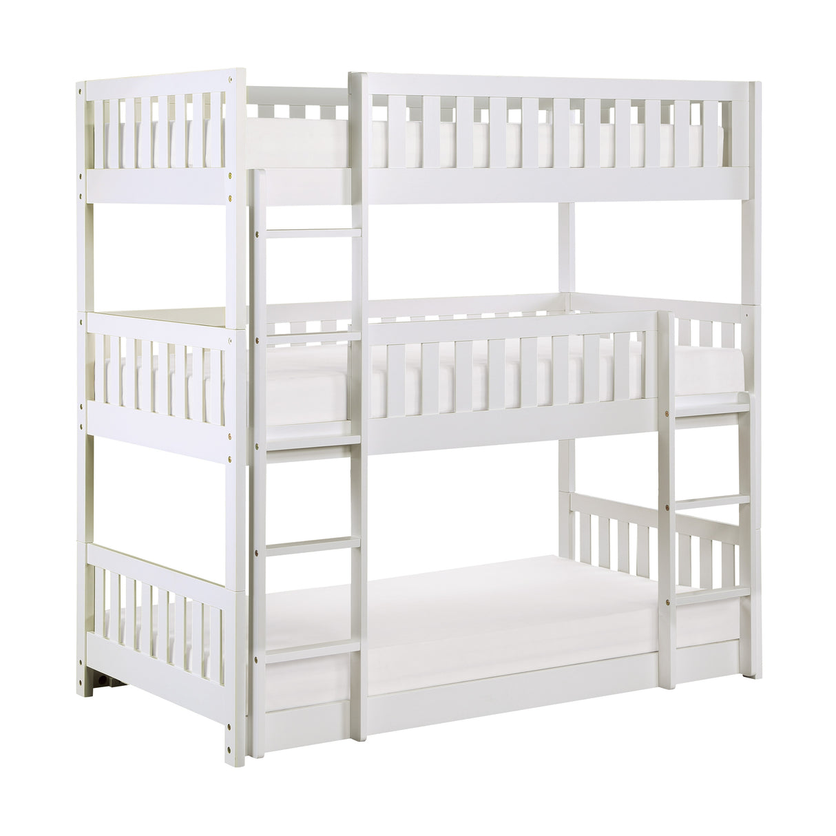 Galen White Twin Triple Bunk Bed from Homelegance - Luna Furniture