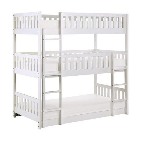 Galen White Twin Triple Bunk Bed from Homelegance - Luna Furniture