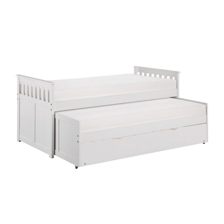 Galen White Twin/Twin Bed with Twin Trundle from Homelegance - Luna Furniture