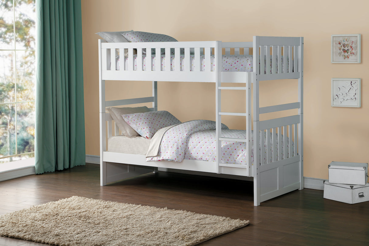 Galen White Twin/Twin Bunk Bed from Homelegance - Luna Furniture