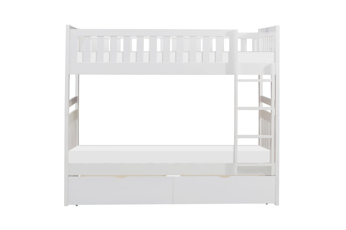 Galen White Twin/Twin Bunk Bed with Storage Boxes from Homelegance - Luna Furniture