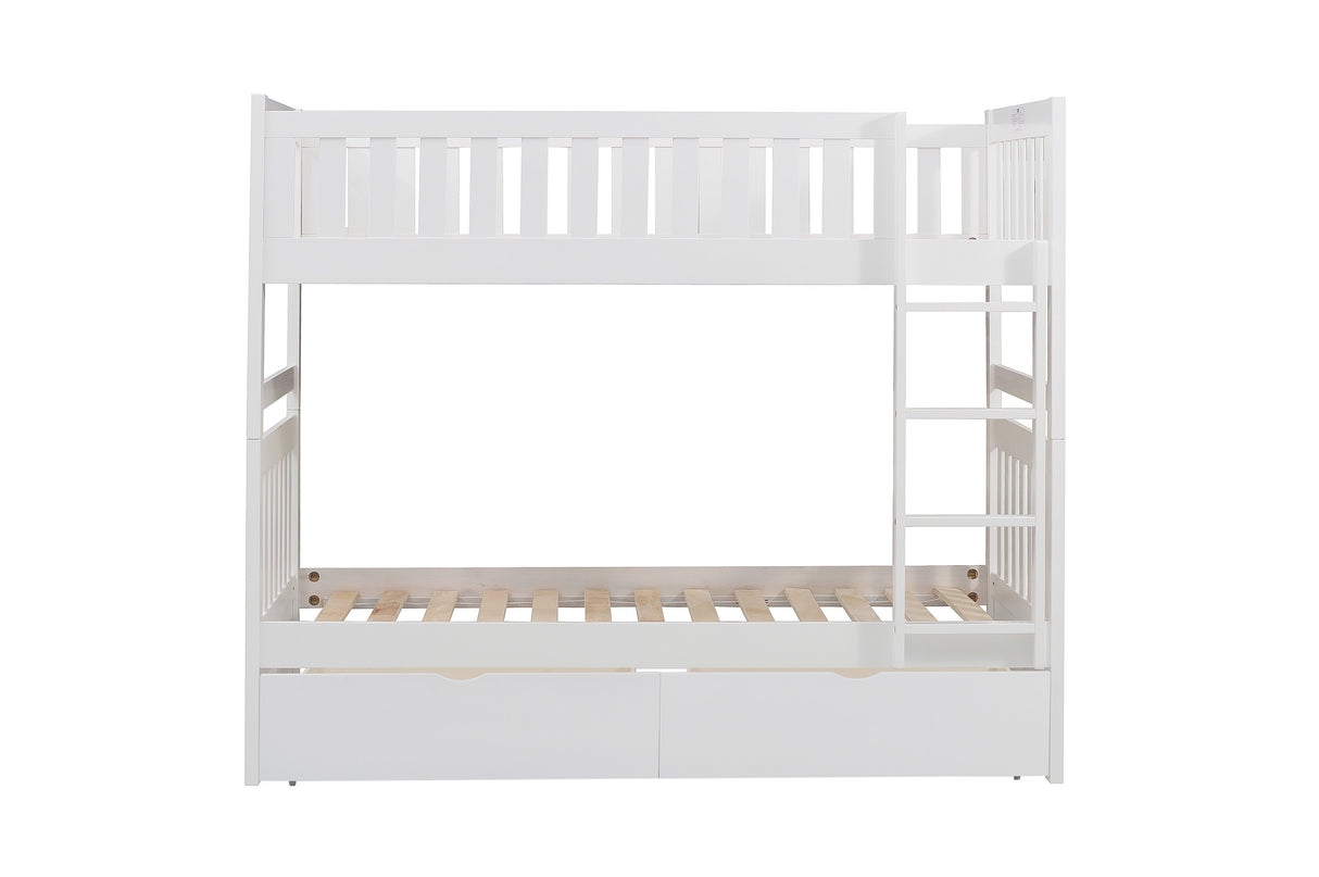 Galen White Twin/Twin Bunk Bed with Storage Boxes from Homelegance - Luna Furniture
