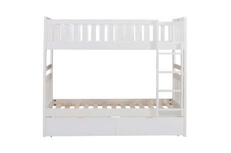 Galen White Twin/Twin Bunk Bed with Storage Boxes from Homelegance - Luna Furniture