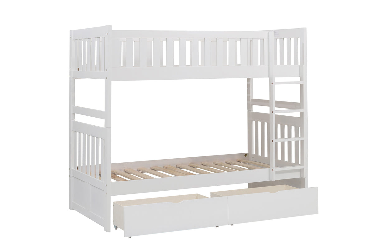 Galen White Twin/Twin Bunk Bed with Storage Boxes from Homelegance - Luna Furniture