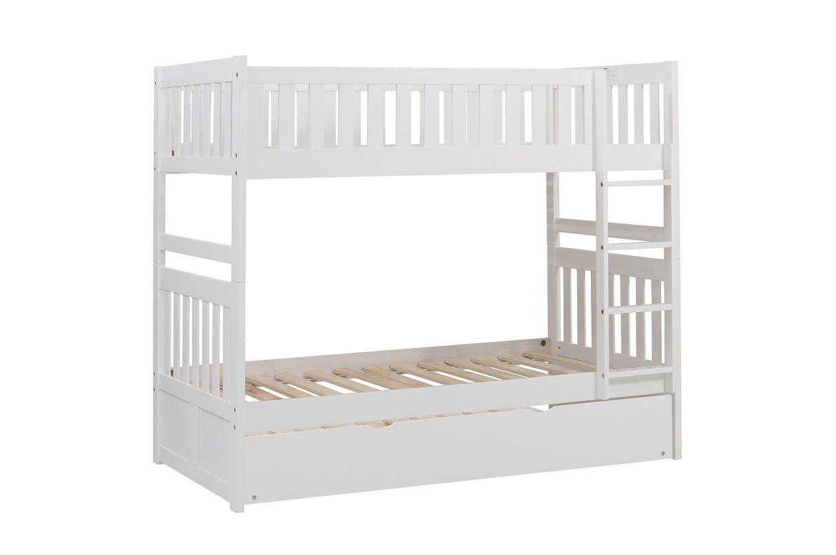 Galen White Twin/Twin Bunk Bed with Twin Trundle from Homelegance - Luna Furniture