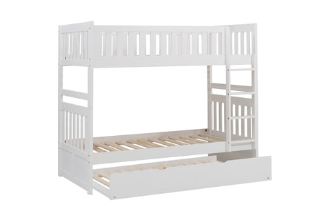 Galen White Twin/Twin Bunk Bed with Twin Trundle from Homelegance - Luna Furniture