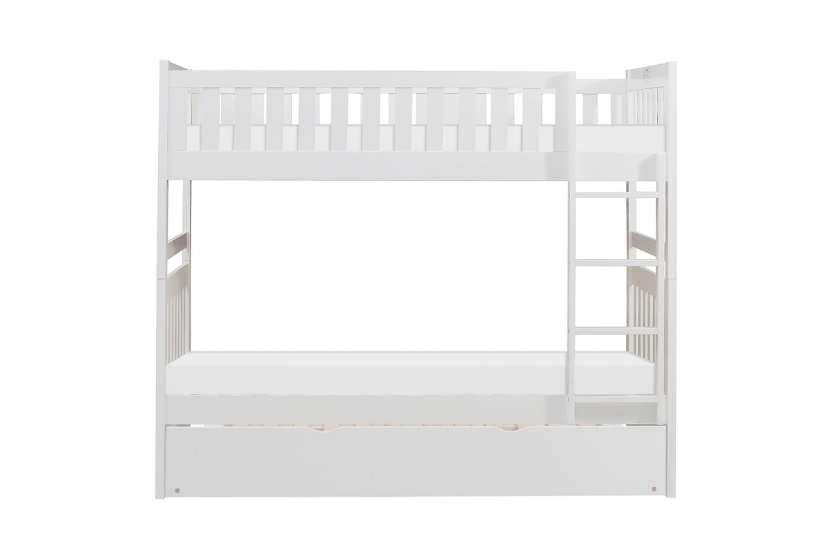 Galen White Twin/Twin Bunk Bed with Twin Trundle from Homelegance - Luna Furniture