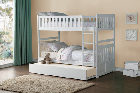 Galen White Twin/Twin Bunk Bed with Twin Trundle from Homelegance - Luna Furniture