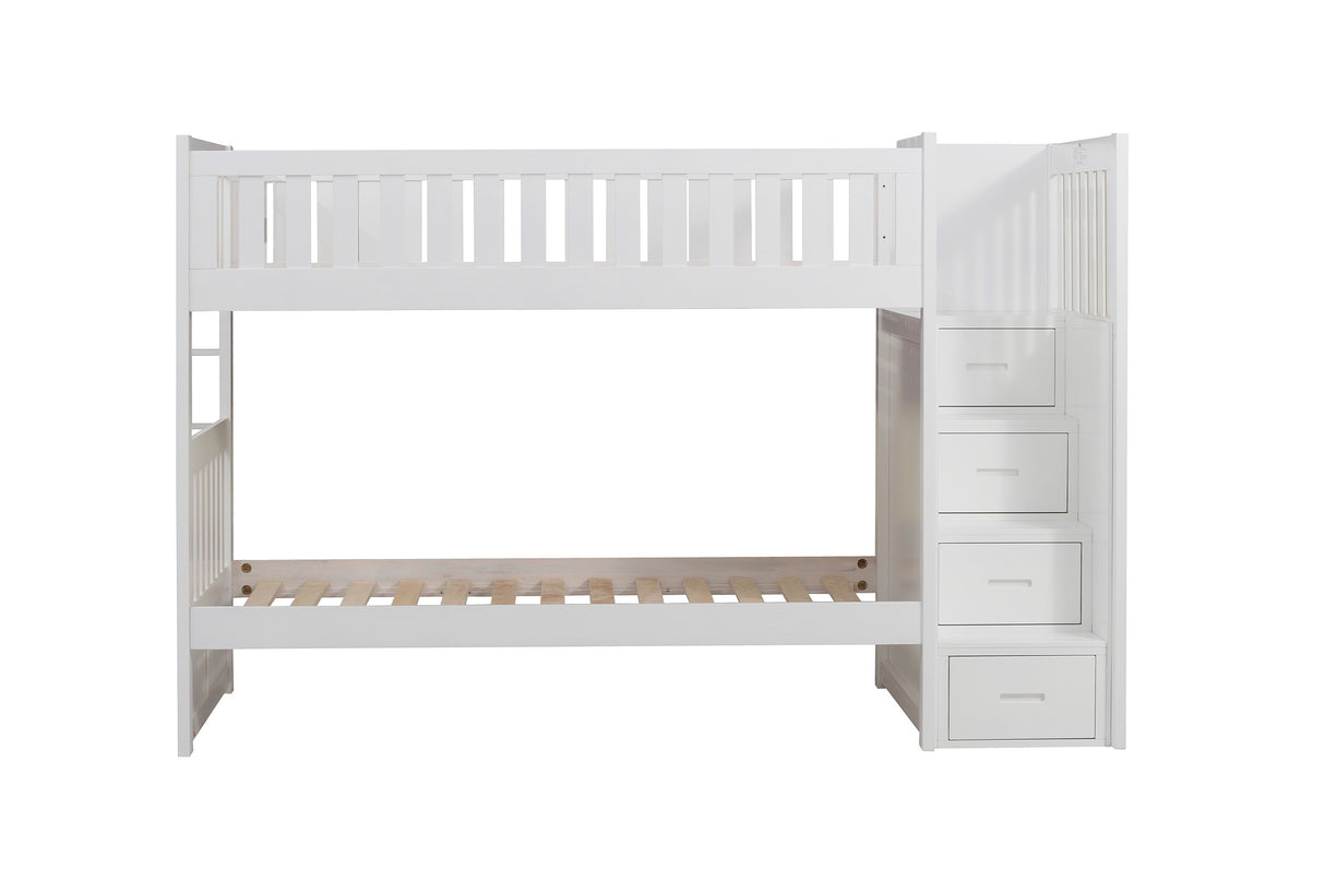 Galen White Twin/Twin Step Bunk Bed from Homelegance - Luna Furniture