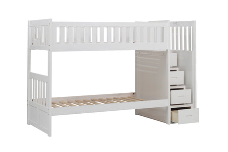 Galen White Twin/Twin Step Bunk Bed from Homelegance - Luna Furniture