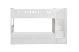 Galen White Twin/Twin Step Bunk Bed with Storage Boxes from Homelegance - Luna Furniture