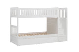 Galen White Twin/Twin Step Bunk Bed with Storage Boxes from Homelegance - Luna Furniture
