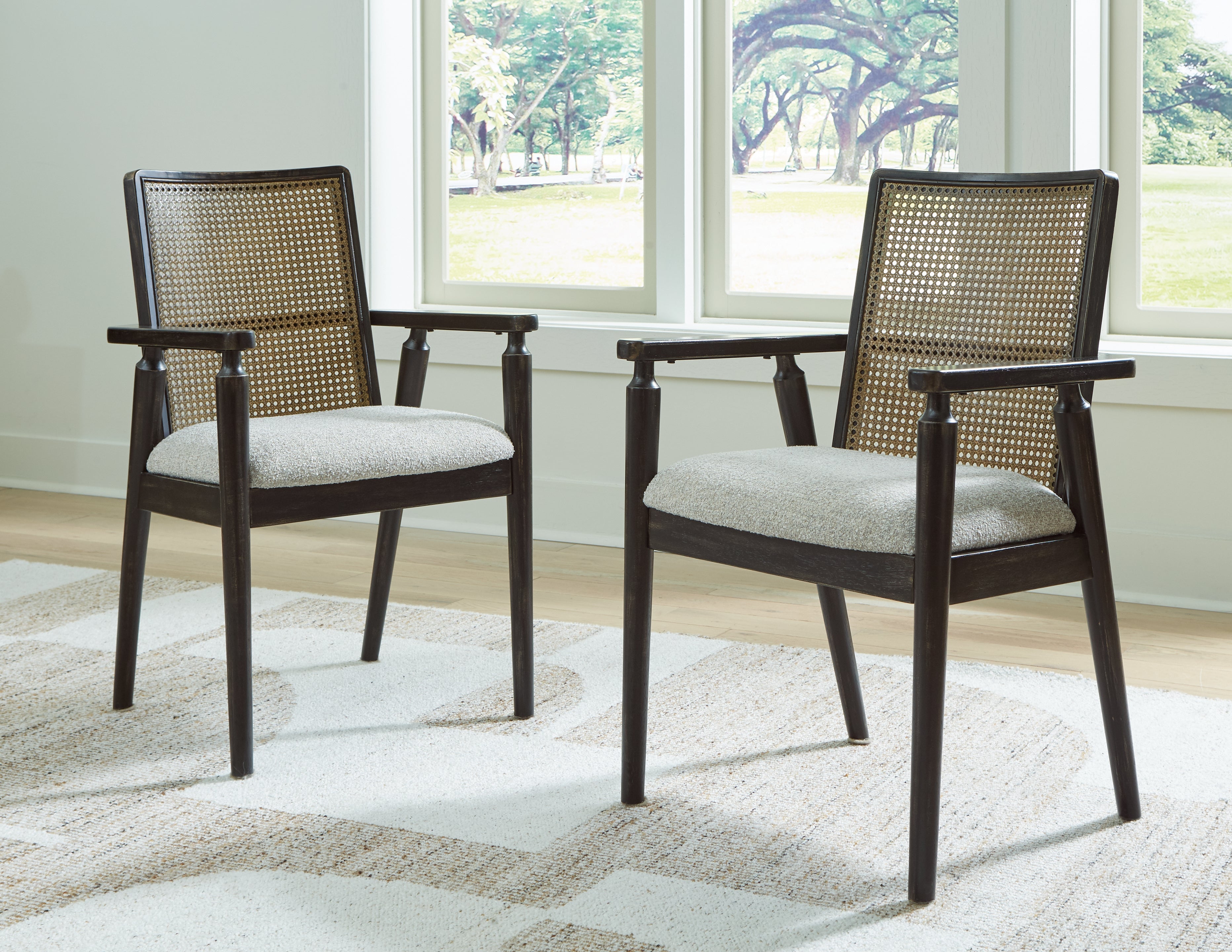 Ashley Galliden Black Dining Arm Chair, Set of 2 - Luna Furniture
