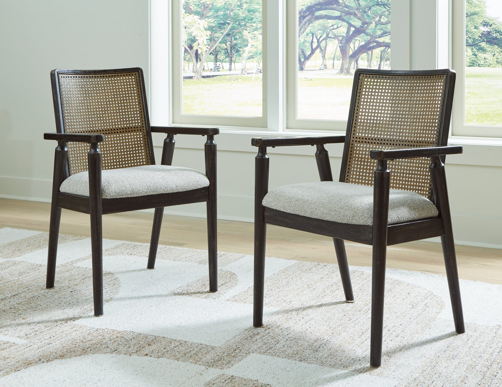 Galliden Black Dining Arm Chair, Set of 2 from Ashley Furniture - Luna Furniture