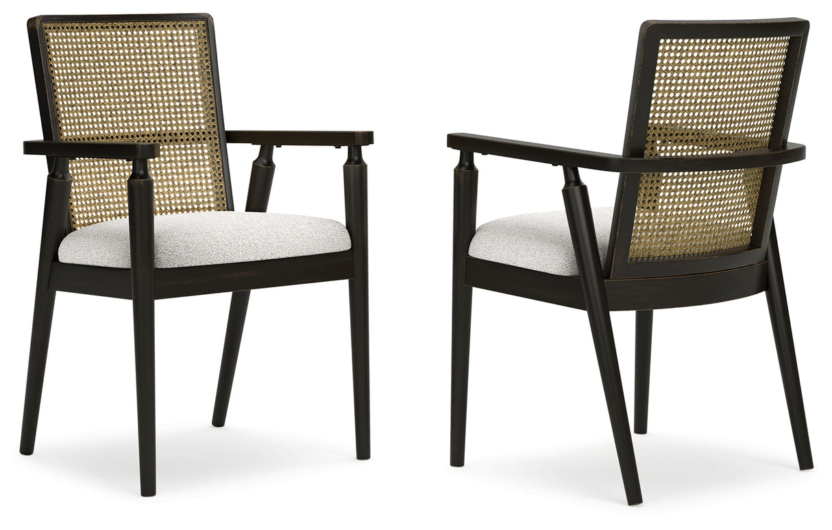 Galliden Black Dining Arm Chair, Set of 2 from Ashley Furniture - Luna Furniture
