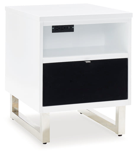 Gardoni White/Black Chairside End Table from Ashley - Luna Furniture
