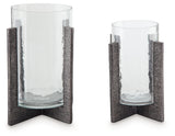 Garekton Clear/Pewter Finish Candle Holder from Ashley - Luna Furniture