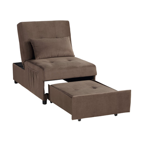 Garrell Brown Velvet Lift Top Storage Bench with Pull-out Bed from Homelegance - Luna Furniture