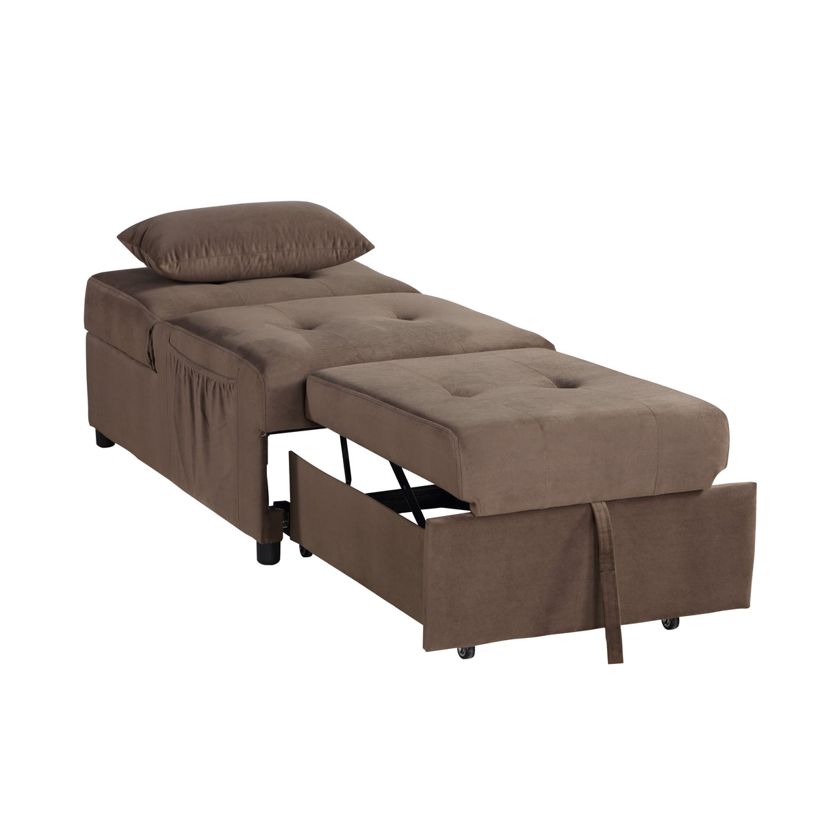 Garrell Brown Velvet Lift Top Storage Bench with Pull-out Bed from Homelegance - Luna Furniture