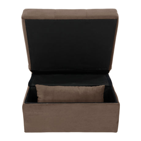 Garrell Brown Velvet Lift Top Storage Bench with Pull-out Bed from Homelegance - Luna Furniture